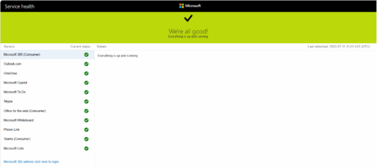 Serivce health Microsoft
