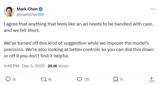 Mark Chen - OpenAI Refuses Ads Testing